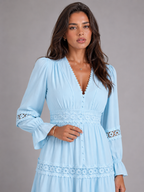 Robe midi à bordure en dentelle pour femme en été
