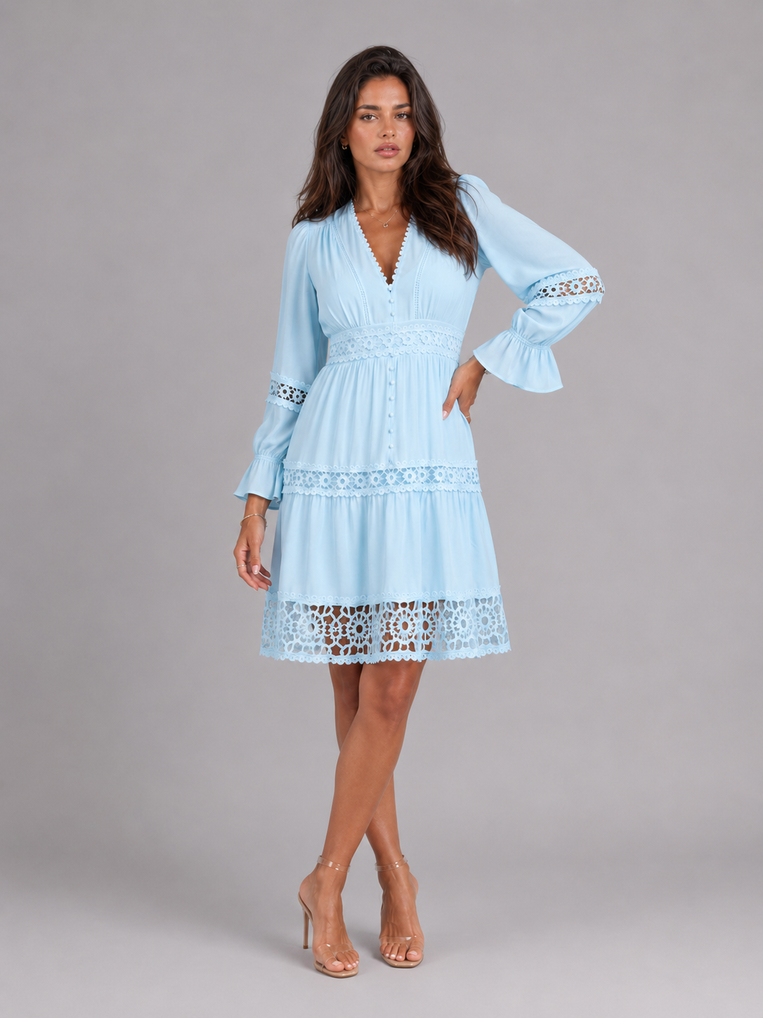 Robe midi à bordure en dentelle pour femme en été