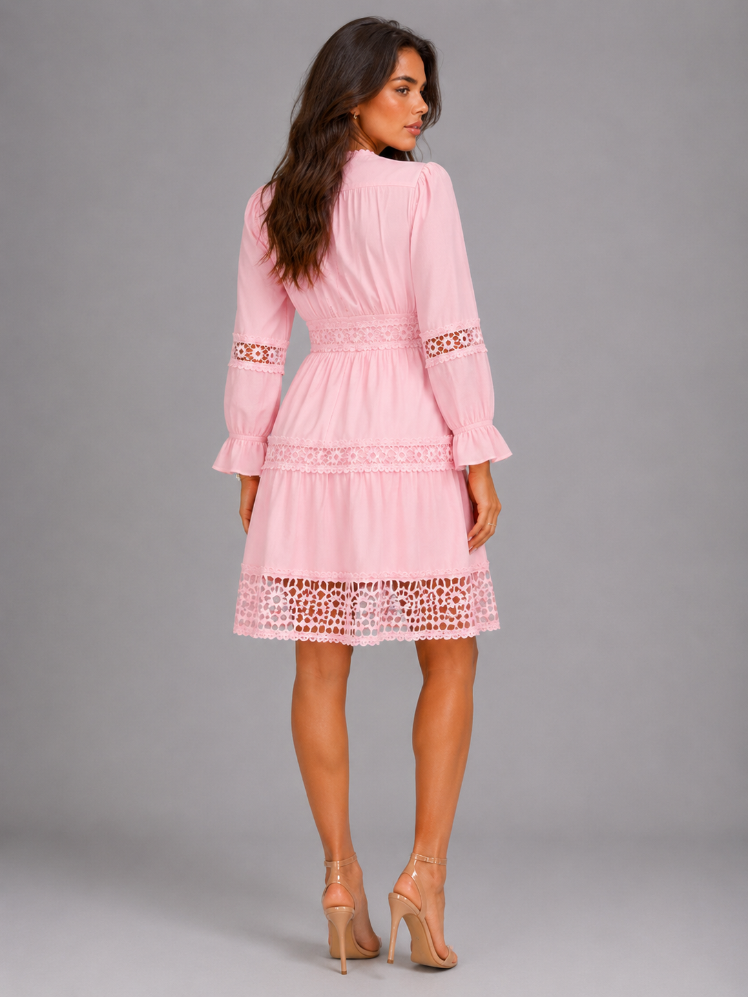 Robe midi à bordure en dentelle pour femme en été