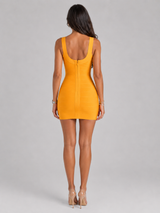 Vestido mini ajustado con escote redondo para cóctel de mujer