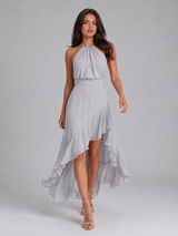 Robe midi à volants col halter pour invité de mariage