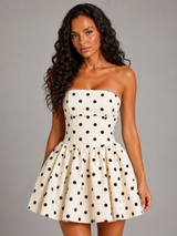 Robe mini bustier corset à pois pour cocktail femme