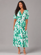 Vestido midi floral sin mangas con escote en V para invitada de boda