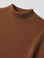 Ribbed mock neck knit top – Nude & Nero