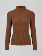 Ribbed mock neck knit top – Nude & Nero