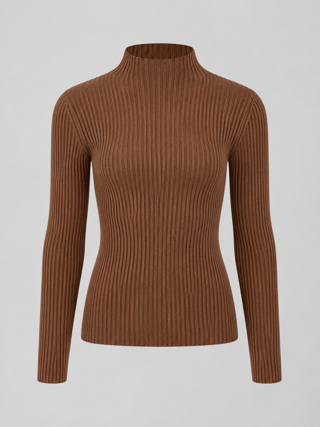 Ribbed mock neck knit top – Nude & Nero