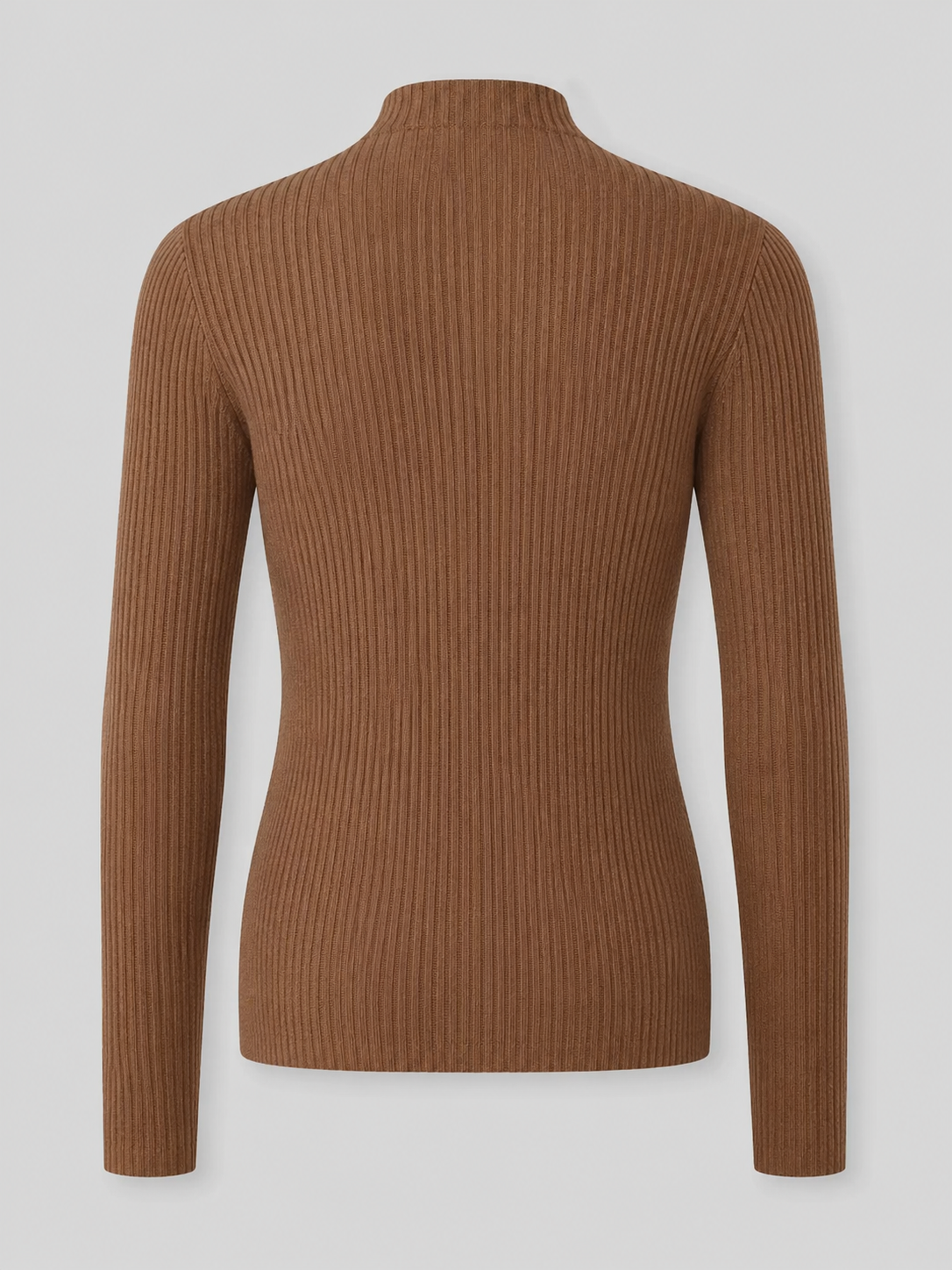 Ribbed mock neck knit top – Nude & Nero