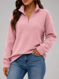 Ribbed Half Zip Pullover Autumn Women