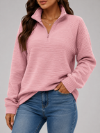 Ribbed half-zip pullover – Nude & Nero