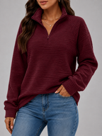 Ribbed half-zip pullover – Nude & Nero