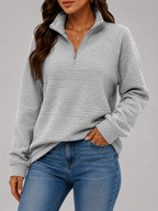 Ribbed half-zip pullover – Nude & Nero