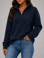 Ribbed half-zip pullover – Nude & Nero