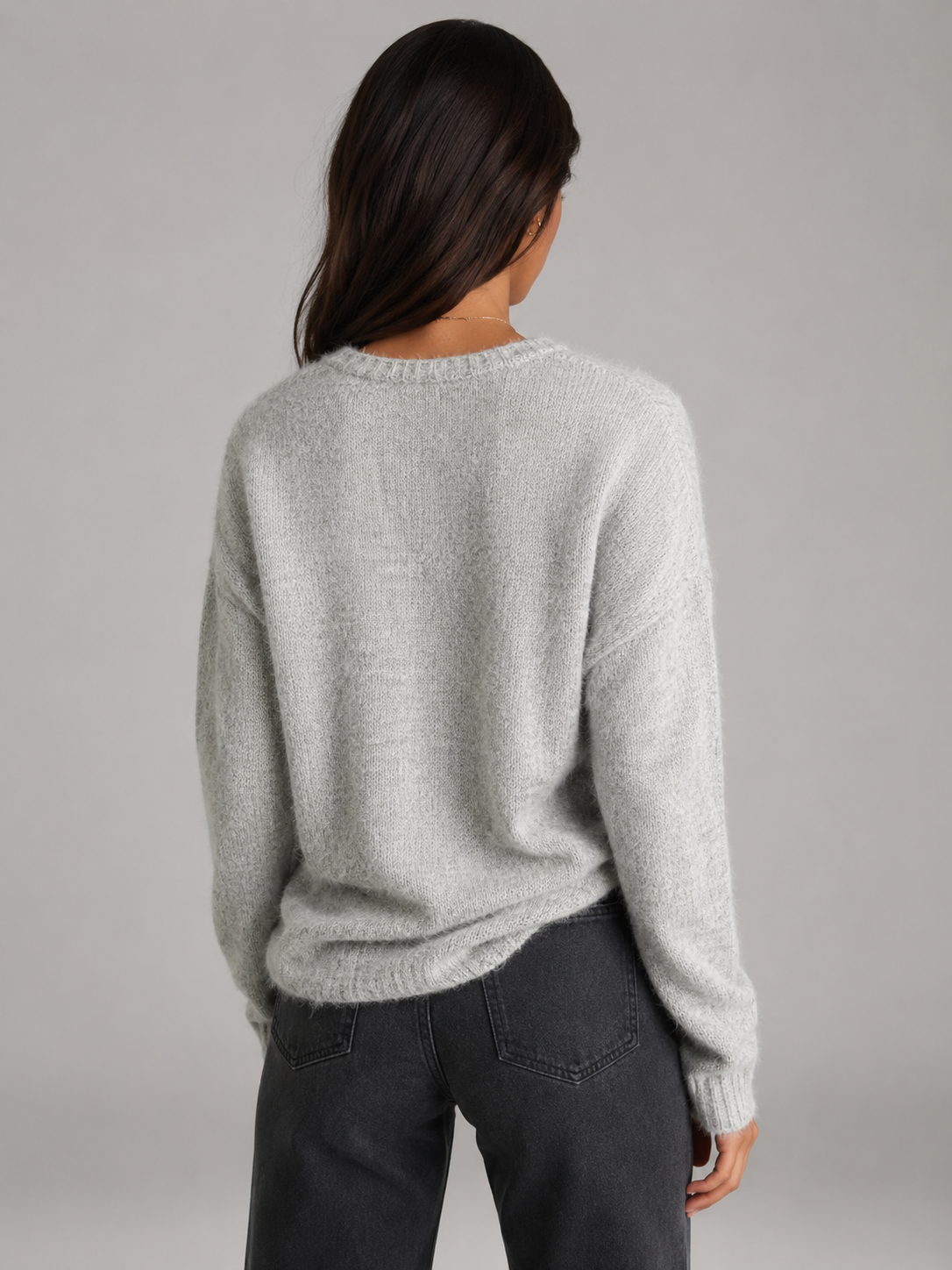 Fuzzy knit button cardigan – Nude & Nero