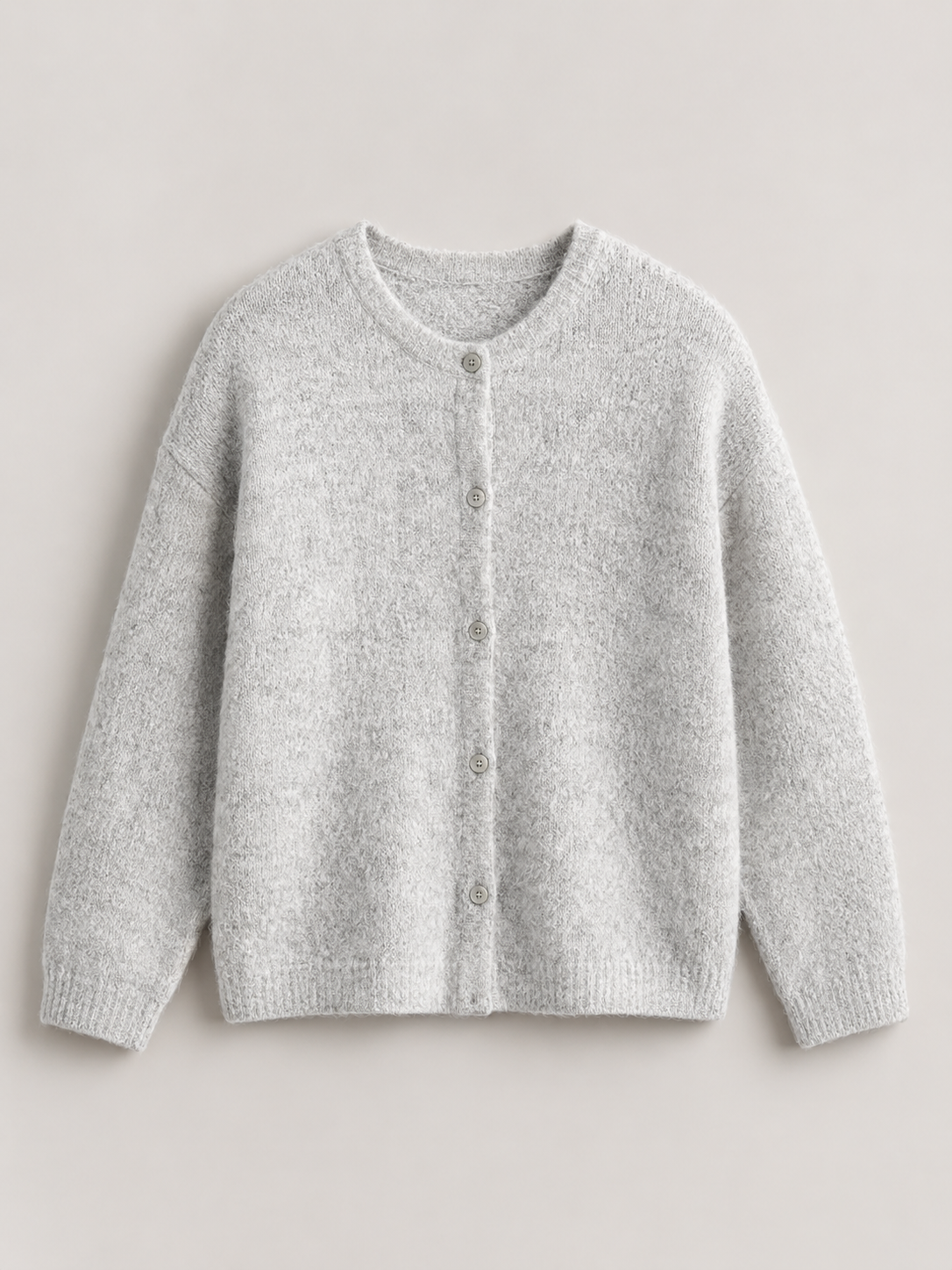 Fuzzy knit button cardigan – Nude & Nero
