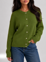 Fuzzy Knit Button Cardigan for Women