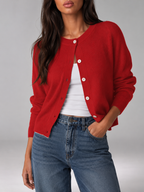 Fuzzy knit button cardigan – Nude & Nero