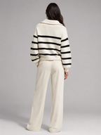 Striped half-zip knit sweater – Nude & Nero