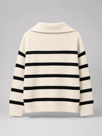 Striped half-zip knit sweater – Nude & Nero