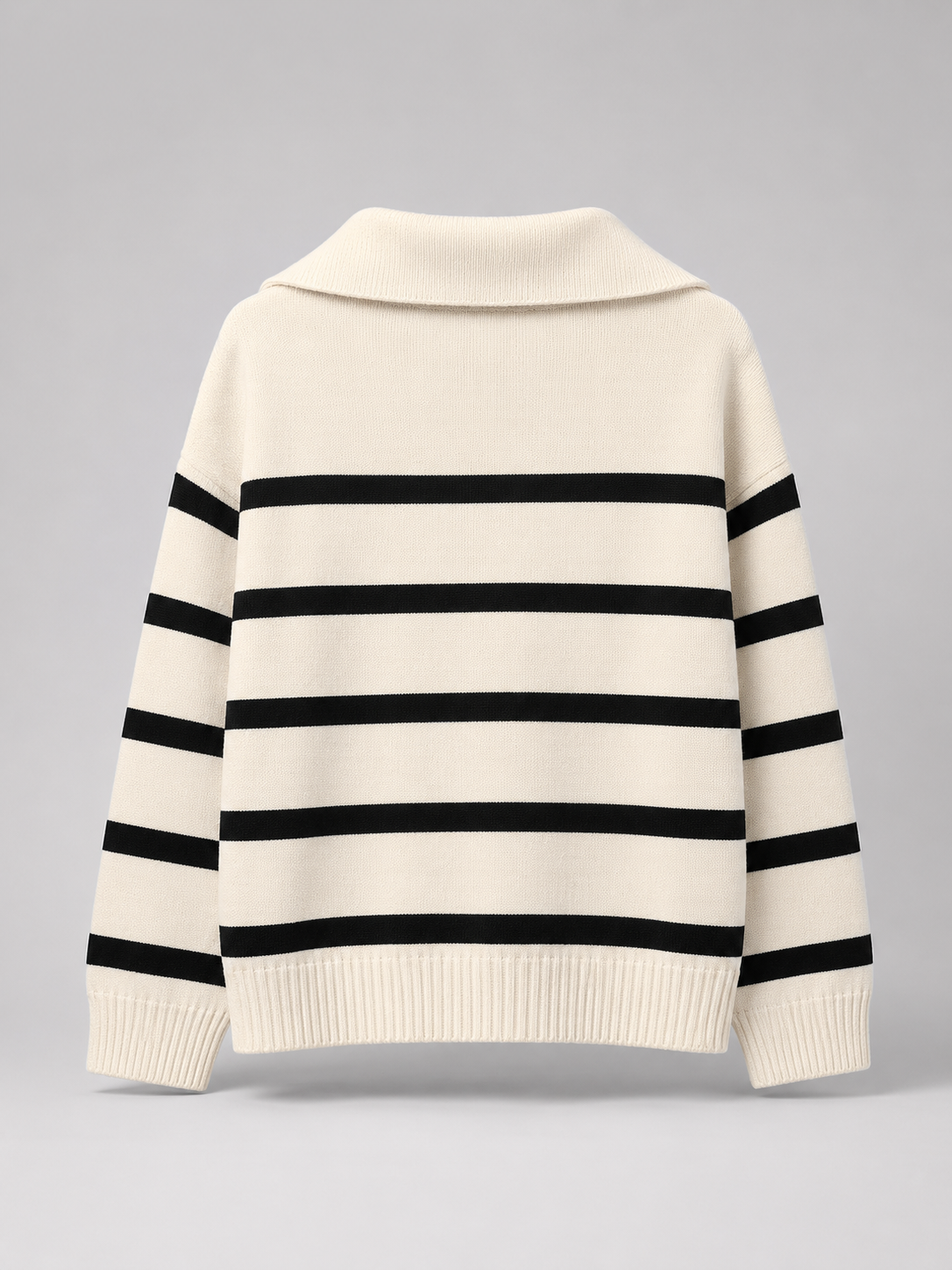 Striped half-zip knit sweater – Nude & Nero