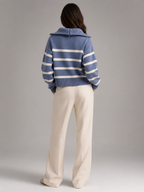 Striped half-zip knit sweater – Nude & Nero