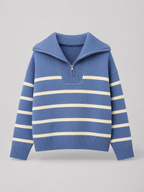 Striped half-zip knit sweater – Nude & Nero