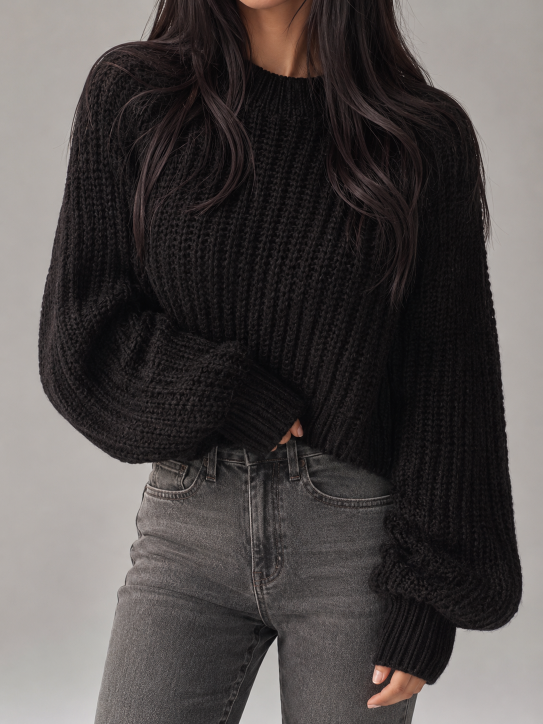 Chunky knit oversized sweater – Nude & Nero
