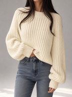 Chunky knit oversized sweater – Nude & Nero
