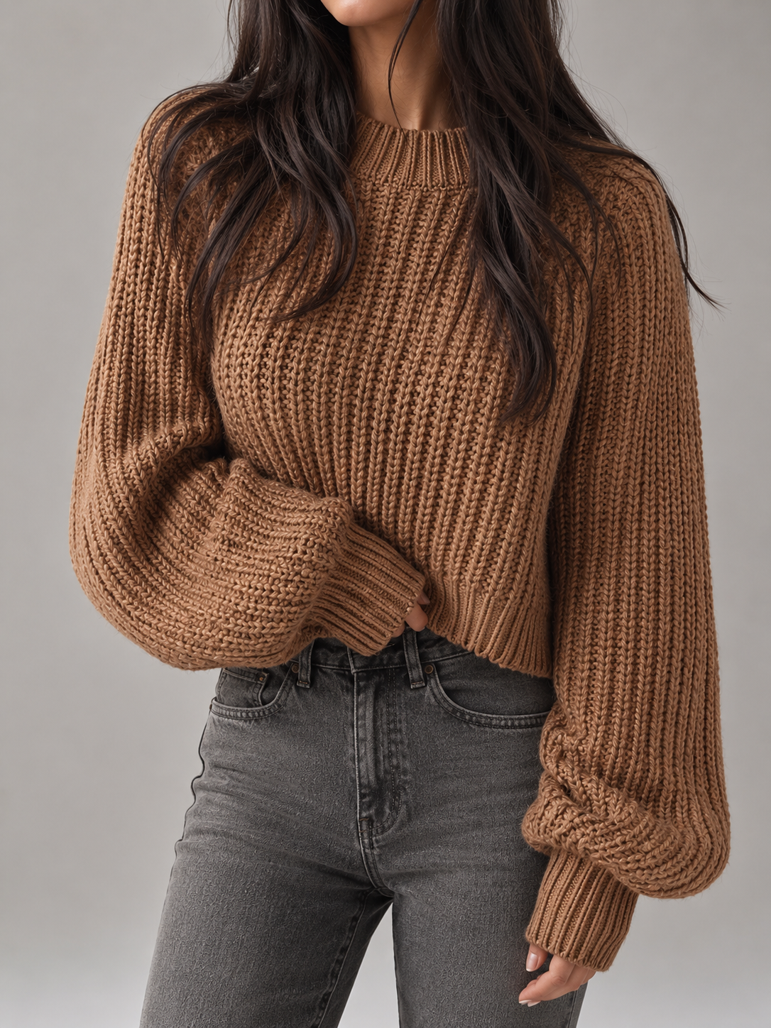 Chunky knit oversized sweater – Nude & Nero