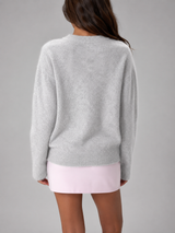 Fuzzy Knit Crew Neck Sweater for Women