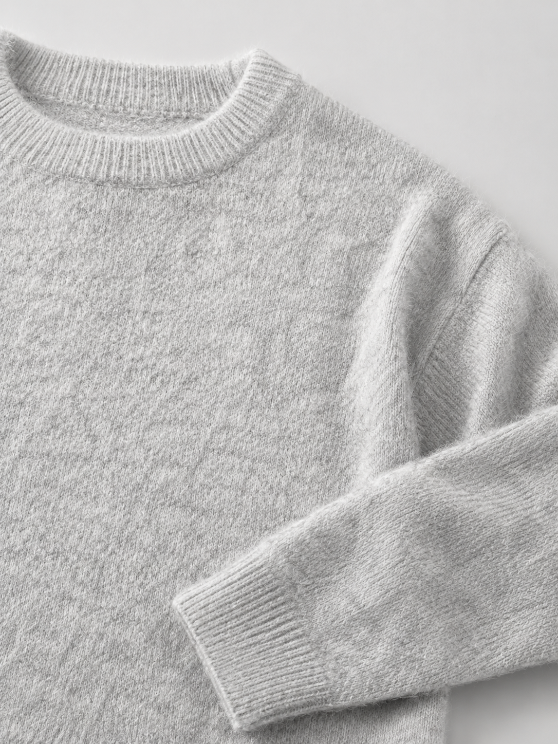 Fuzzy knit crew neck sweater – Nude & Nero