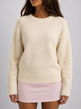Fuzzy Knit Crew Neck Sweater for Women