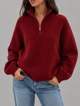 Fuzzy Knit Crew Neck Sweater for Women