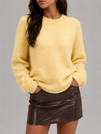 Fuzzy knit crew neck sweater – Nude & Nero