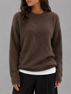 Fuzzy knit crew neck sweater – Nude & Nero