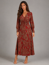 Vestido midi estampado con escote en V para invitada de boda