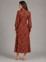 Vestido midi estampado con escote en V para invitada de boda