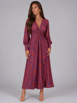 Vestido midi estampado con escote en V para invitada de boda