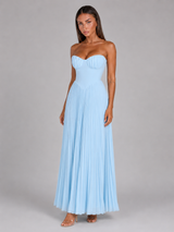 Robe maxi bustier plissée pour invité de mariage