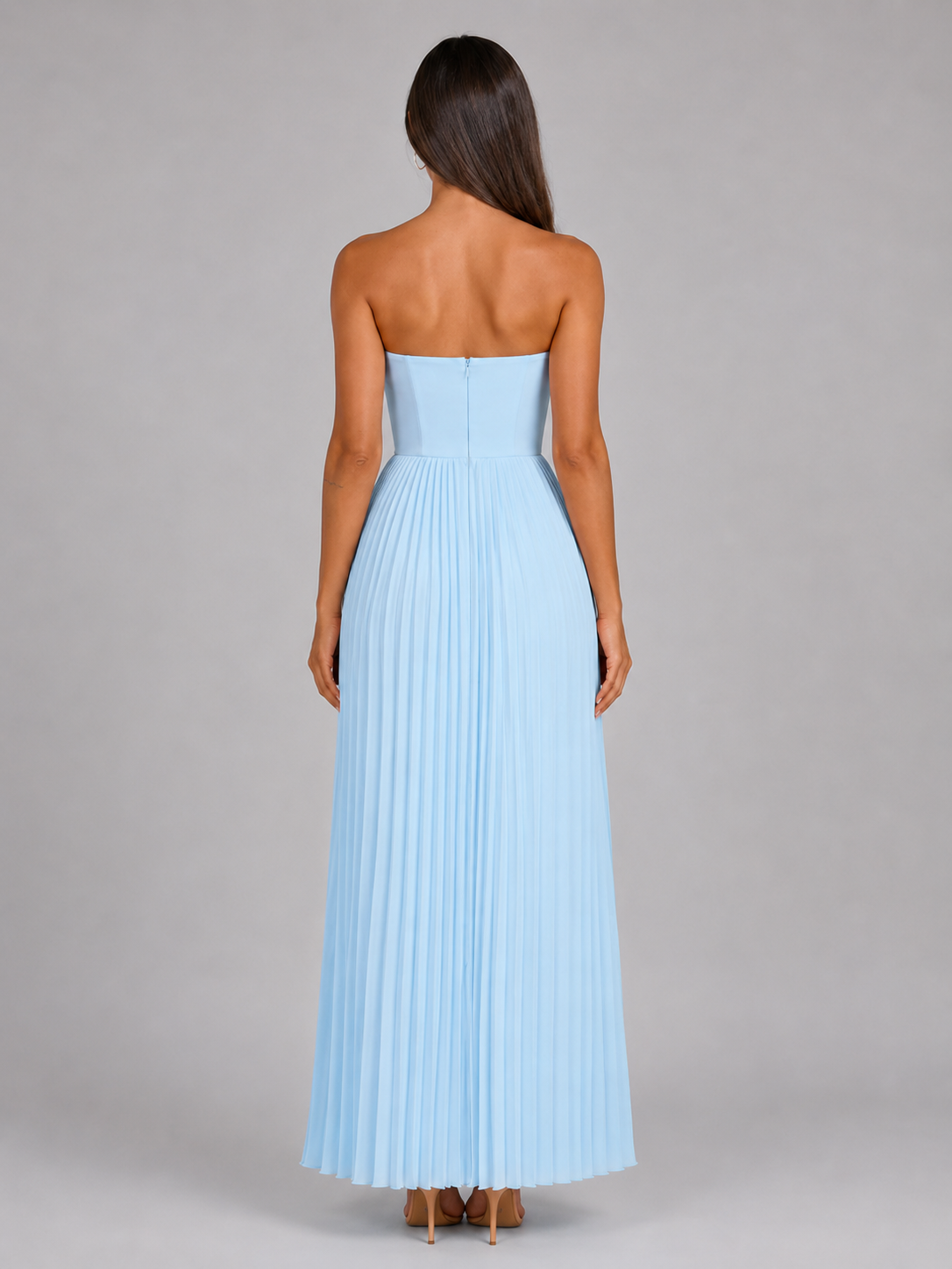 Robe maxi bustier plissée pour invité de mariage
