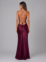 Robe maxi effet satin perlée pour soirée femme