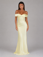 Satin Feel Off Shoulder Maxi Dress Wedding Guest