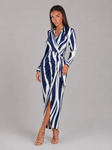 Robe chemise midi rayée à nœud torsadé pour femme en été