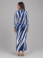 Robe chemise midi rayée à nœud torsadé pour femme en été