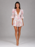 Robe mini en chiffon florale pour femme en été