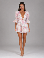 Robe mini en chiffon florale pour femme en été