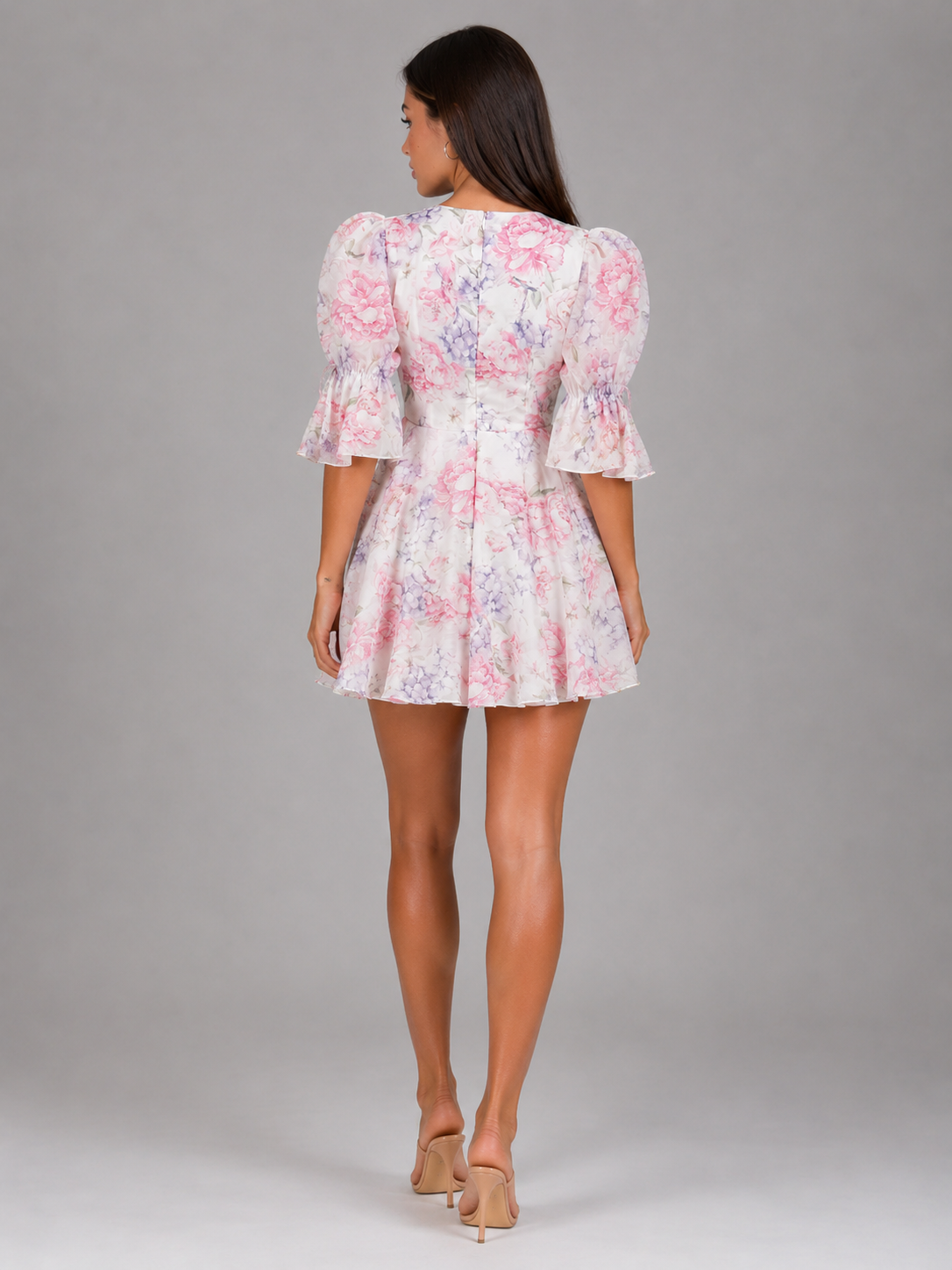 Robe mini en chiffon florale pour femme en été