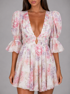 Robe mini en chiffon florale pour femme en été