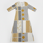 Women's Gold Geometric Cotton Midi Dress