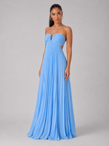 Robe maxi plissée à col halter pour invité de mariage