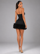 Floral Applique Strapless Corset Mini Dress Cocktail Women